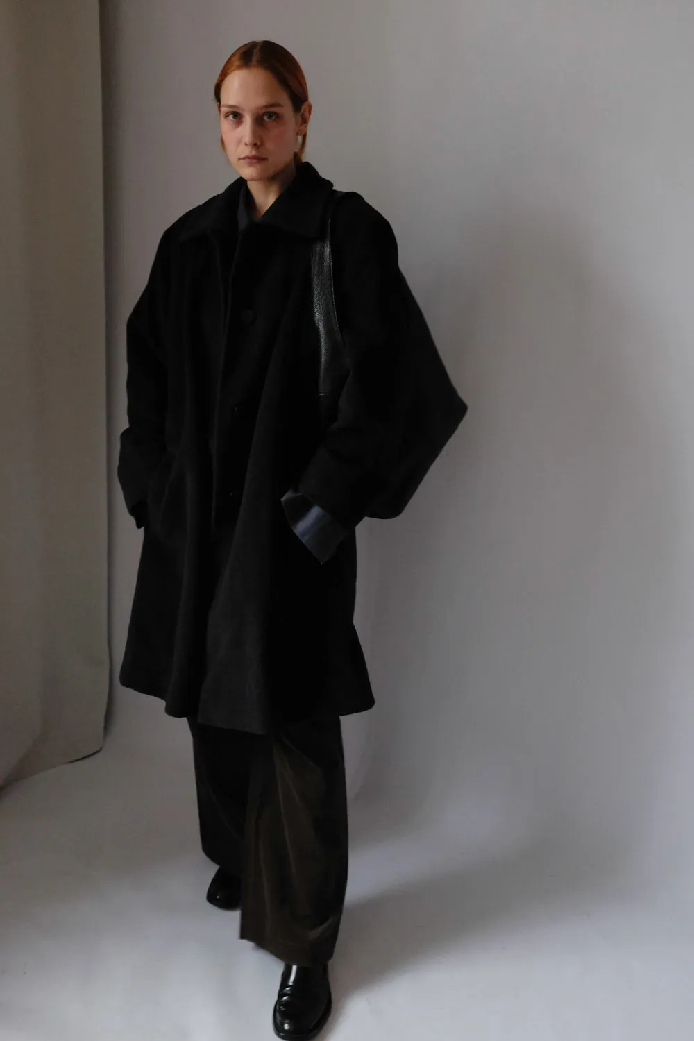 PURE CASHMERE WOOL ANTHRACITE VINTAGE COAT