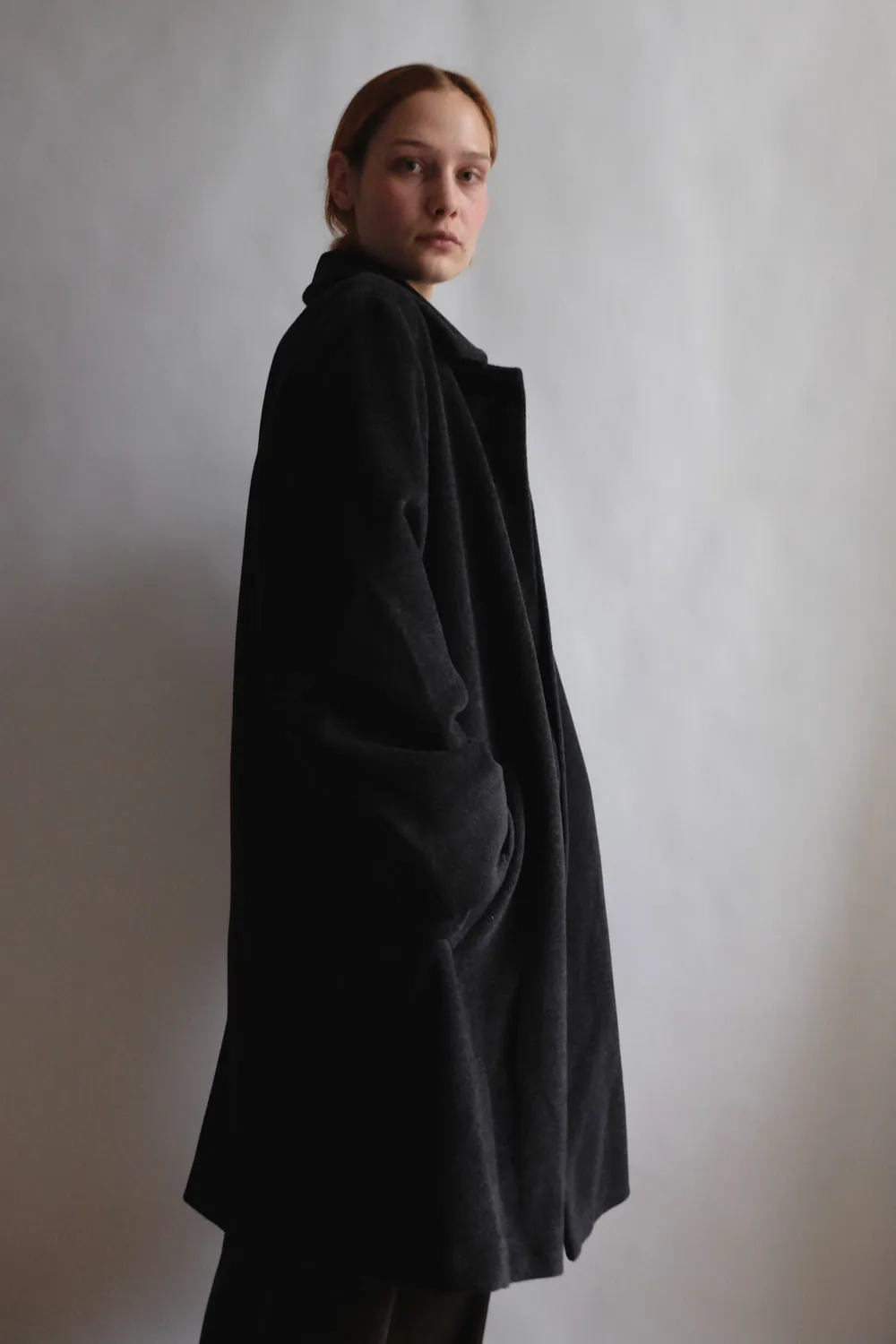 PURE CASHMERE WOOL ANTHRACITE VINTAGE COAT