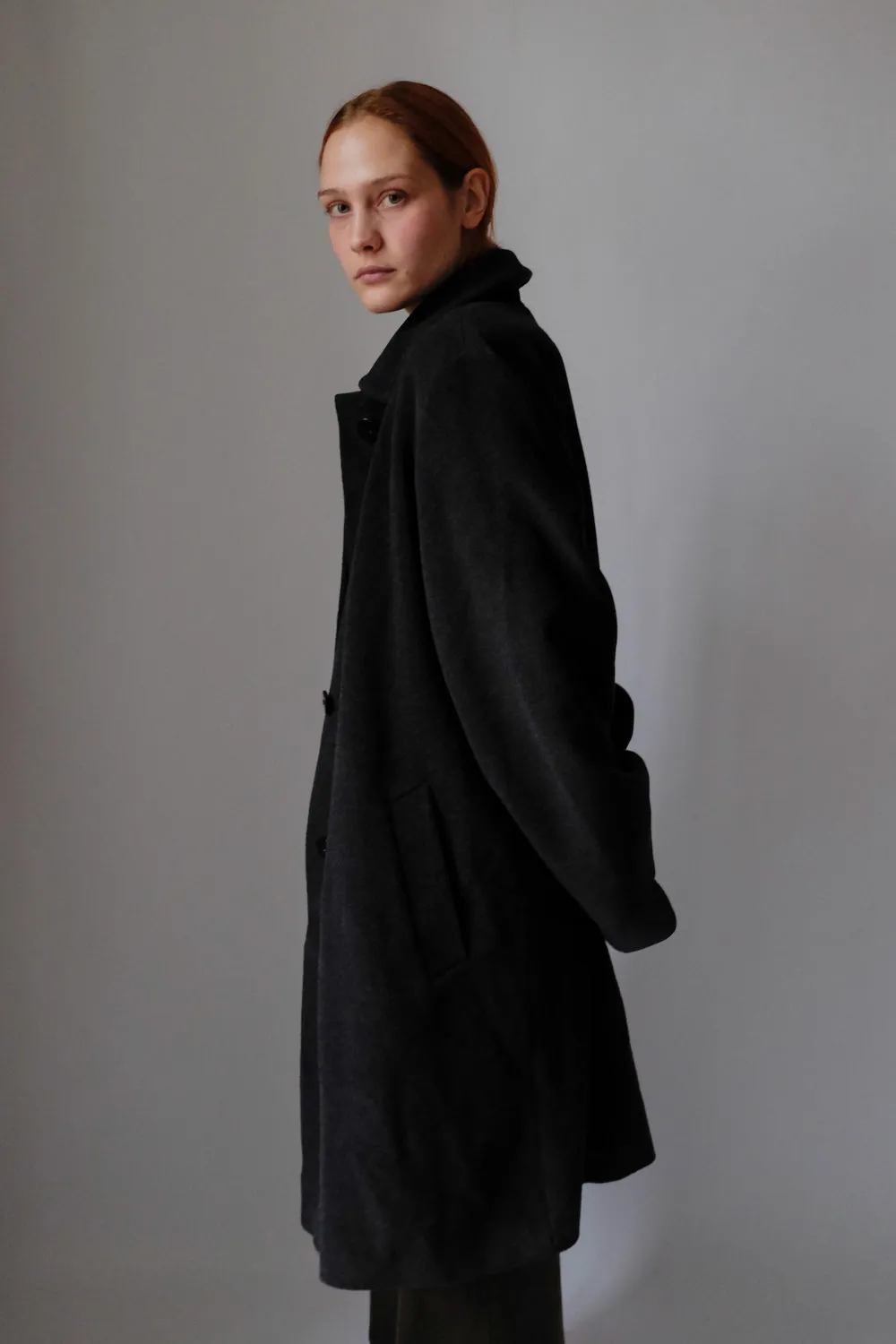 PURE CASHMERE WOOL ANTHRACITE VINTAGE COAT