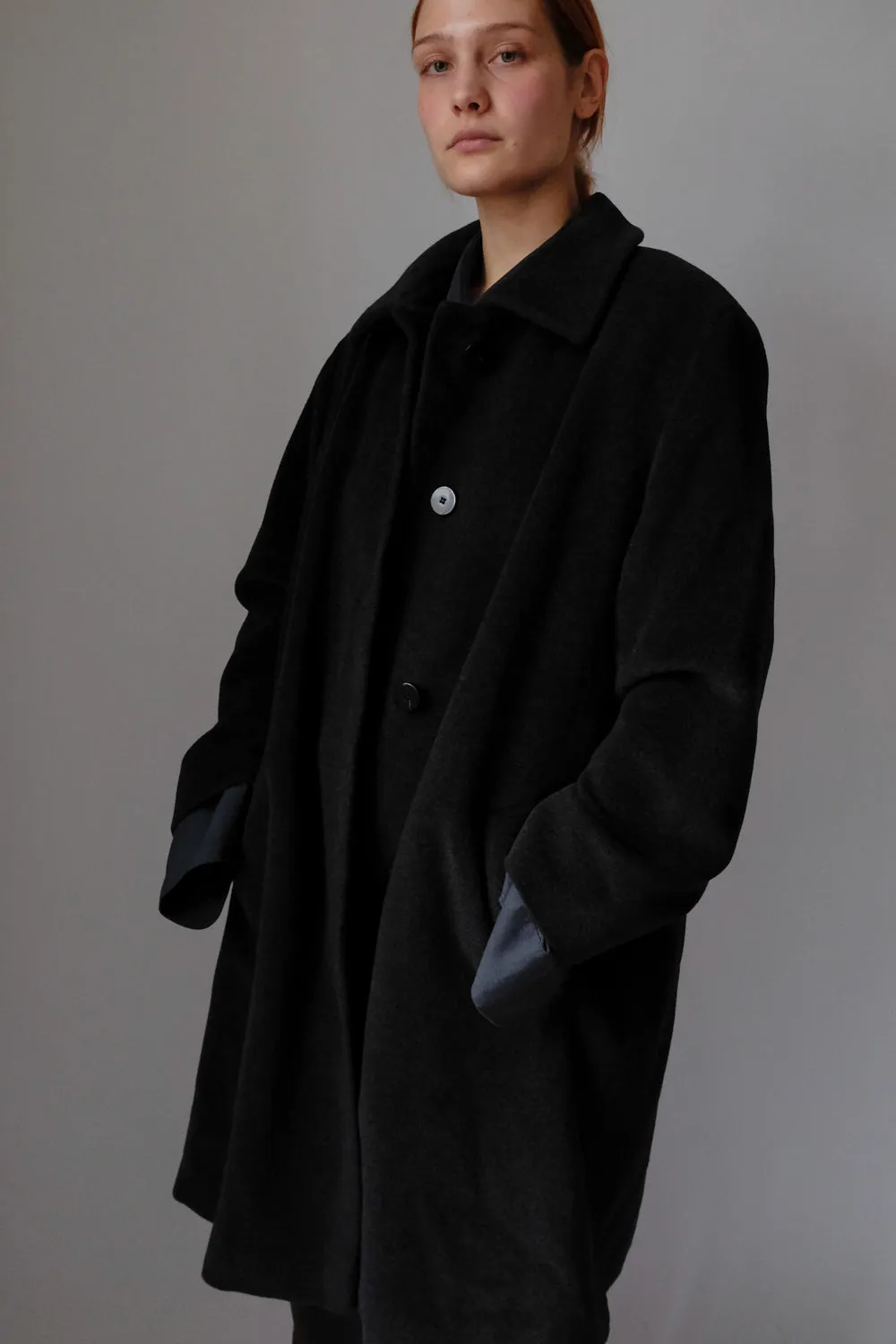 PURE CASHMERE WOOL ANTHRACITE VINTAGE COAT