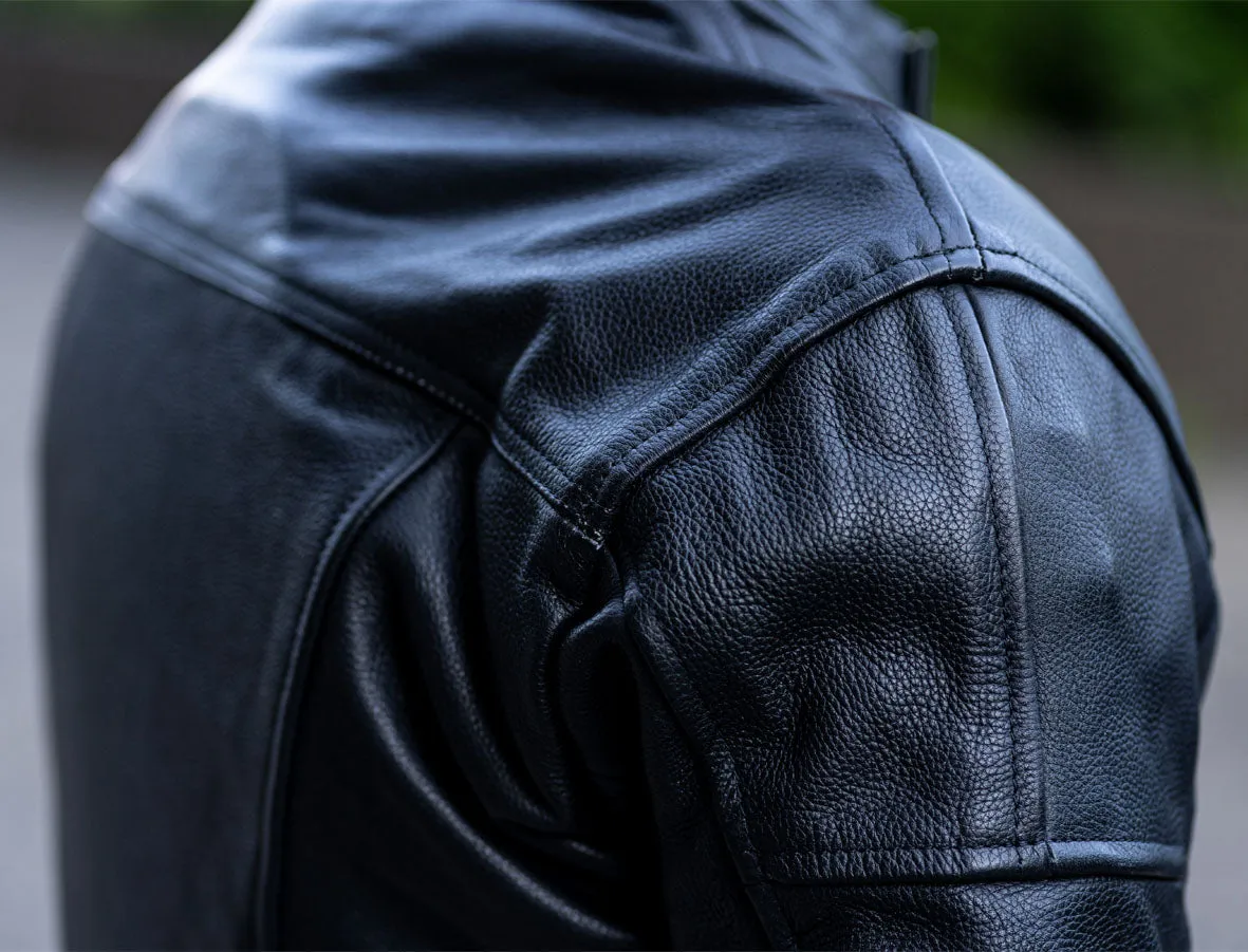 "The Real Racer" Black Premium Leather Armored Motorcycle Jacket