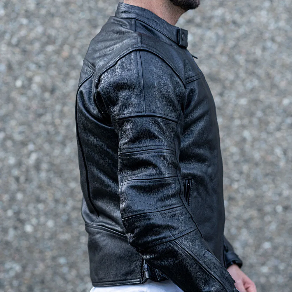 "The Real Racer" Black Premium Leather Armored Motorcycle Jacket