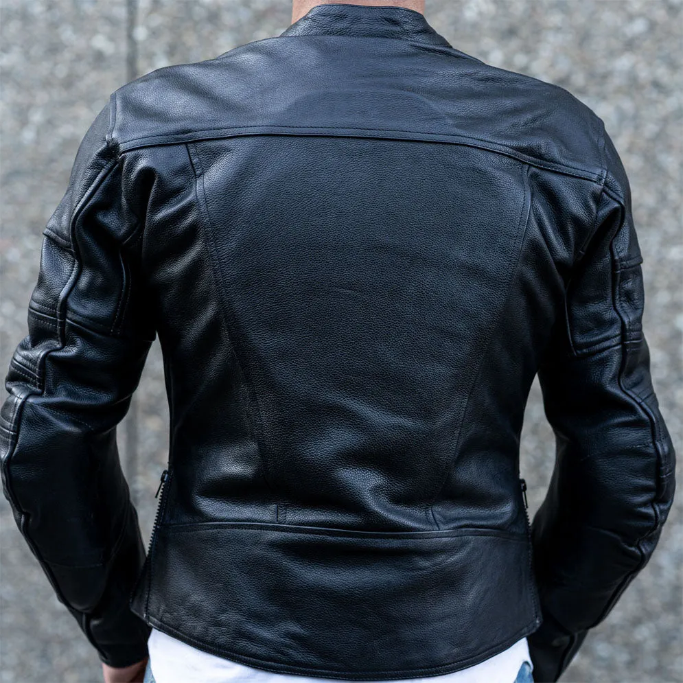 "The Real Racer" Black Premium Leather Armored Motorcycle Jacket