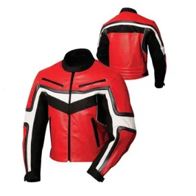 Red motorcycle jacket with armor protection