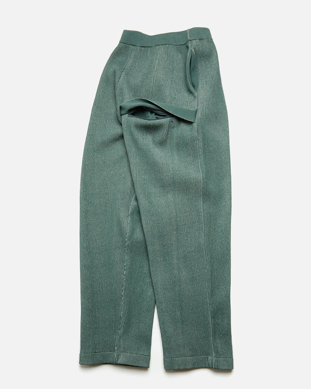 Ridge Knit Wide Pants - Green