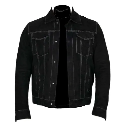 River black trucker suede jacket