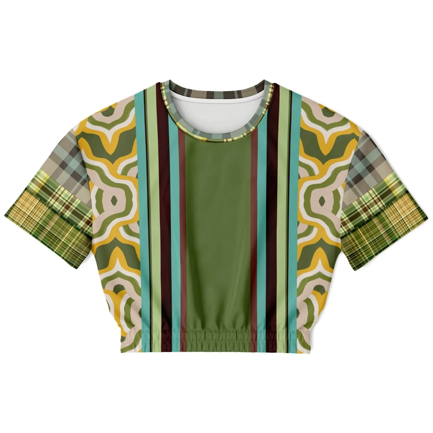 Rolling Green Short Sleeve Cropped Eco-Poly Sweater