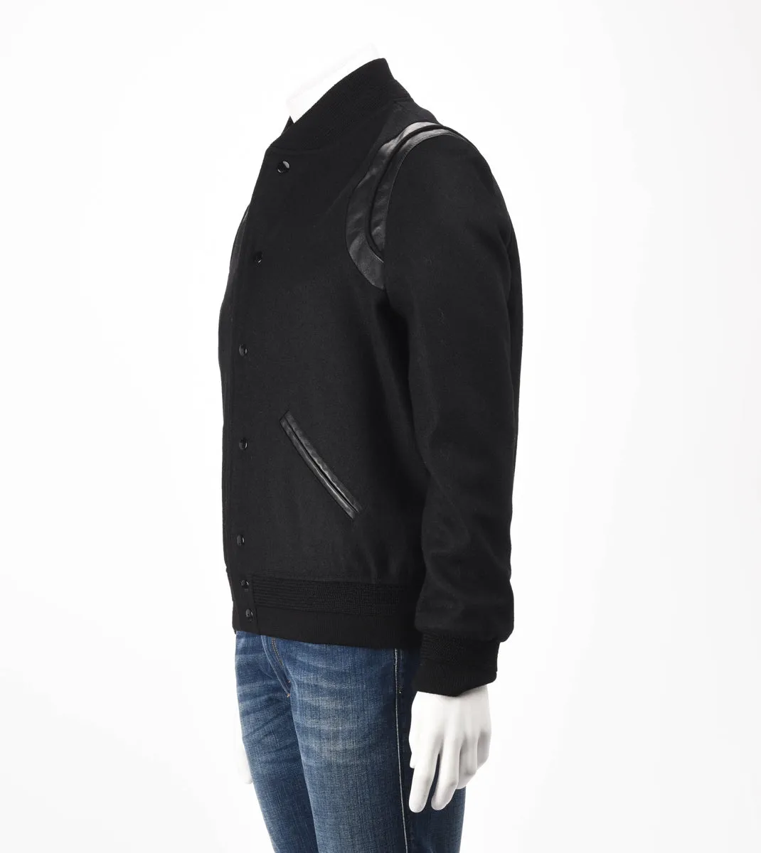 Saint Laurent Black Wool & Lambskin Teddy Jacket FR 50