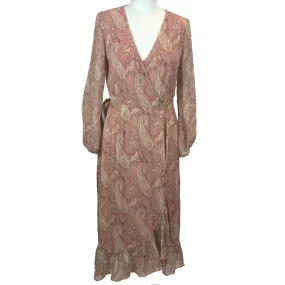 Sanderson X Paige Brand New £470 Rose Pink Paisley Chiffon Dress XS