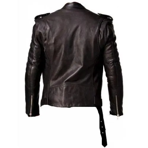 Slim fit Biker Leather Jacket with belt - CLEARANCE PRE MADE