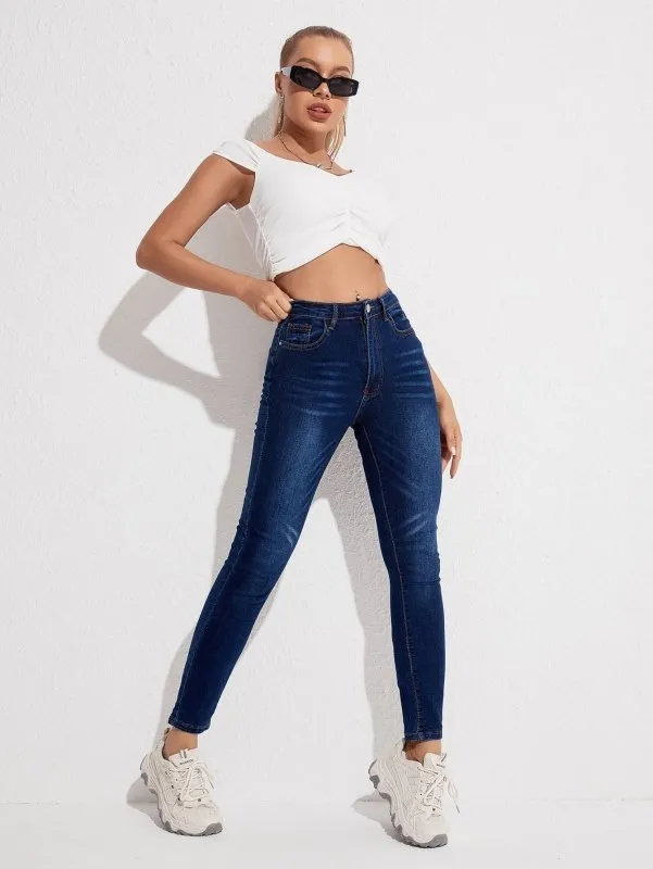 Summer Denim Trousers Casual Stretch Trousers Women Ankle-Tied Pants