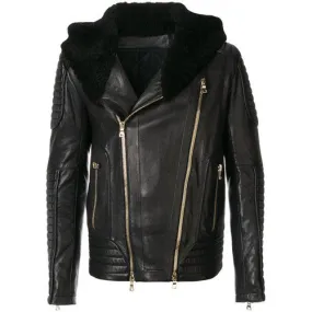 Sundown Biker jacket with fur hoodie