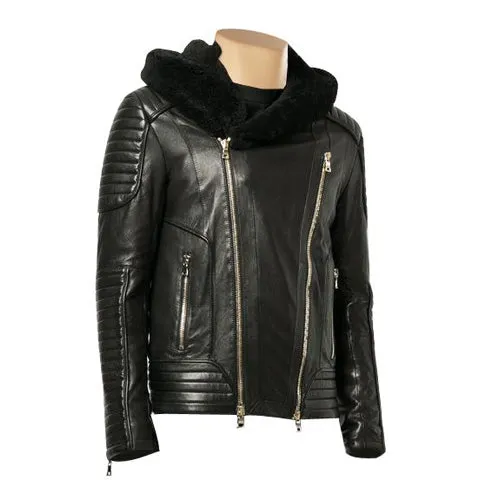 Sundown Biker jacket with fur hoodie