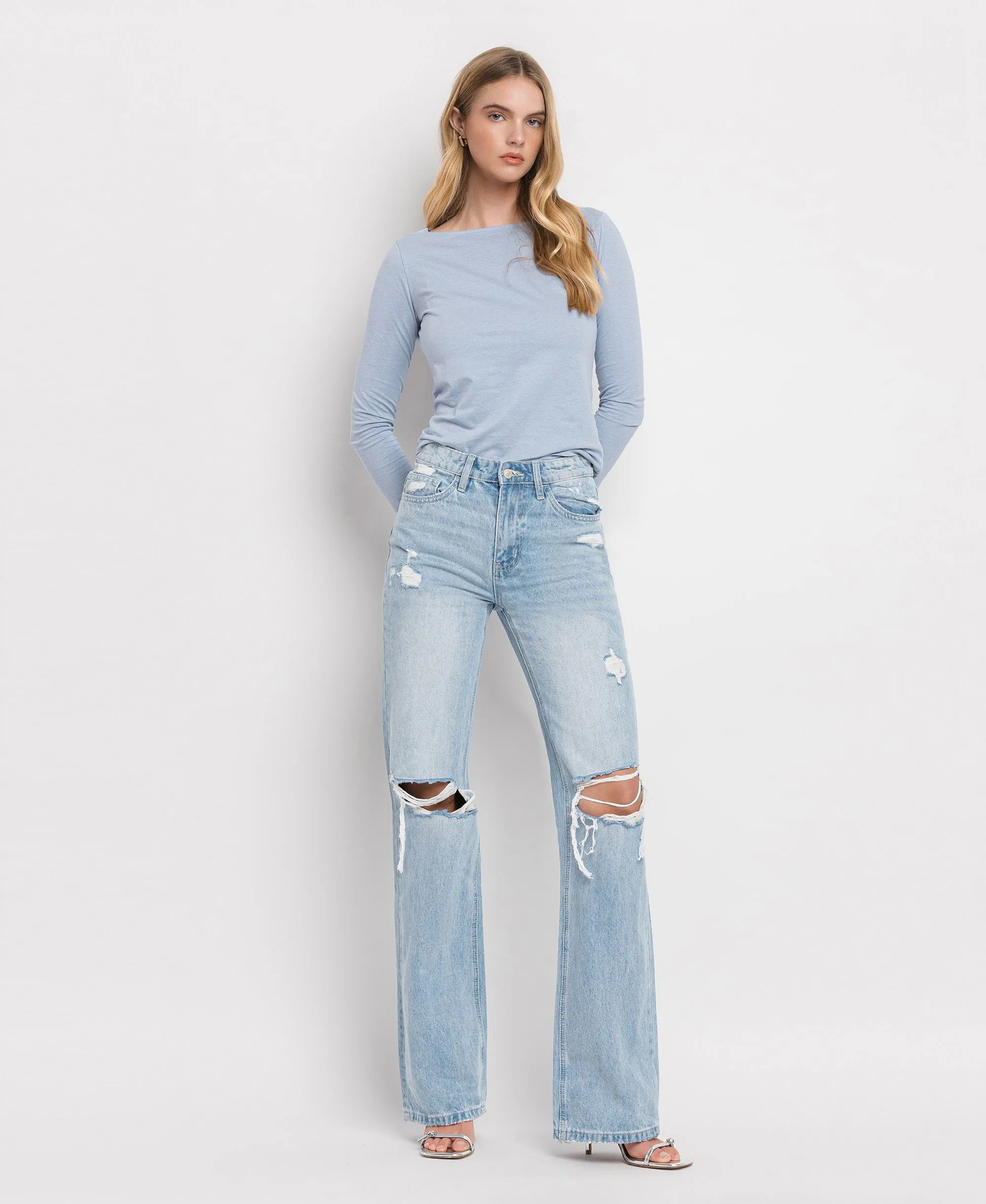 Sunny Plains - Super High Rise 90's Vintage Flare Denim Jeans