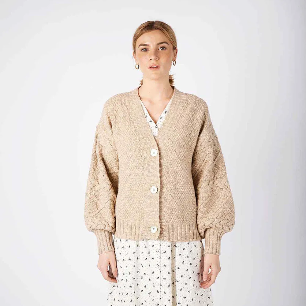 Thistle - Cable Knit Sleeves Button Cardigan