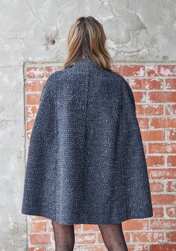 Tiffany Textured Shawl Coat - Grey