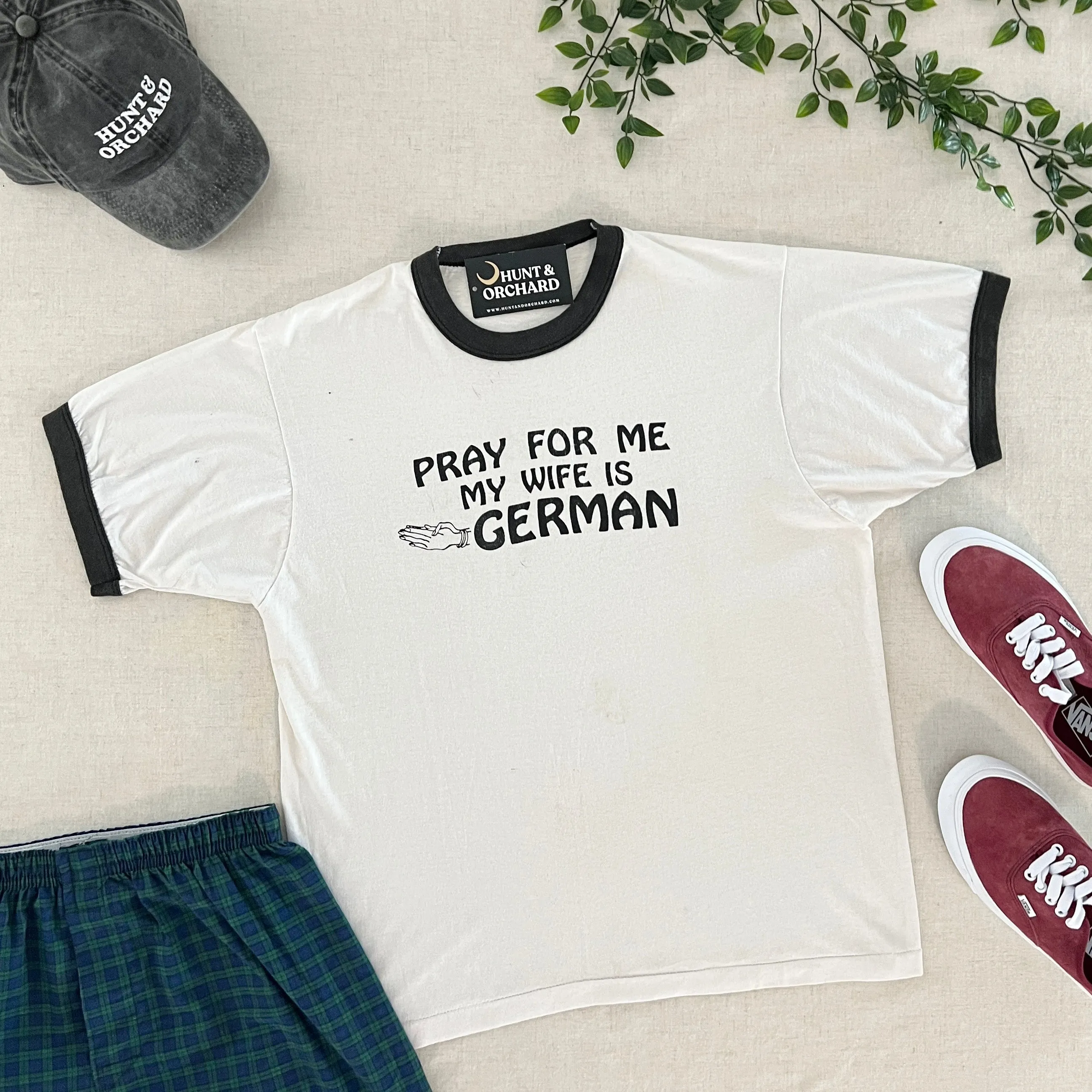 Vintage Ringer Tee - Pray For Me My Wife Is German