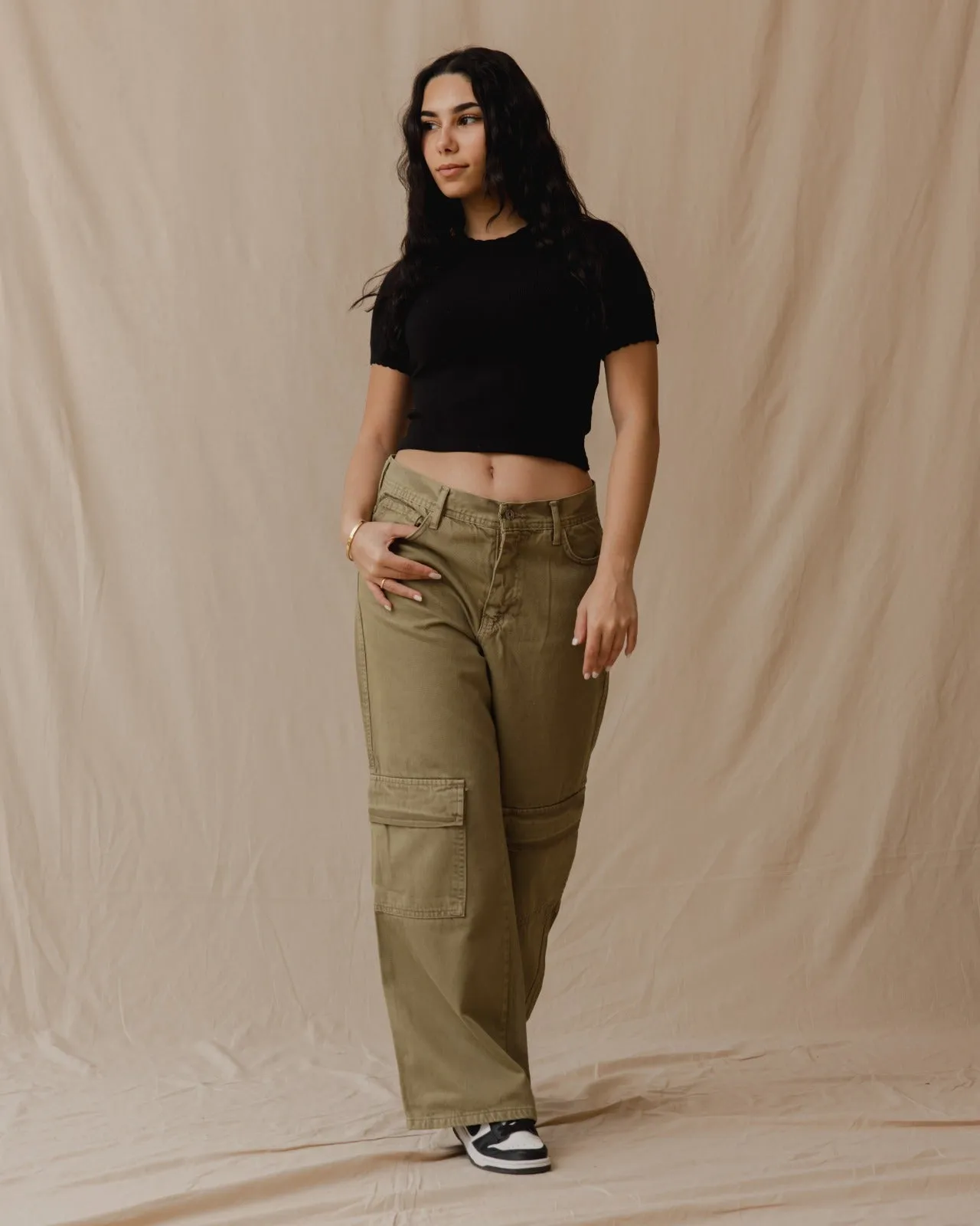 Washed Cargo Pants In Olive