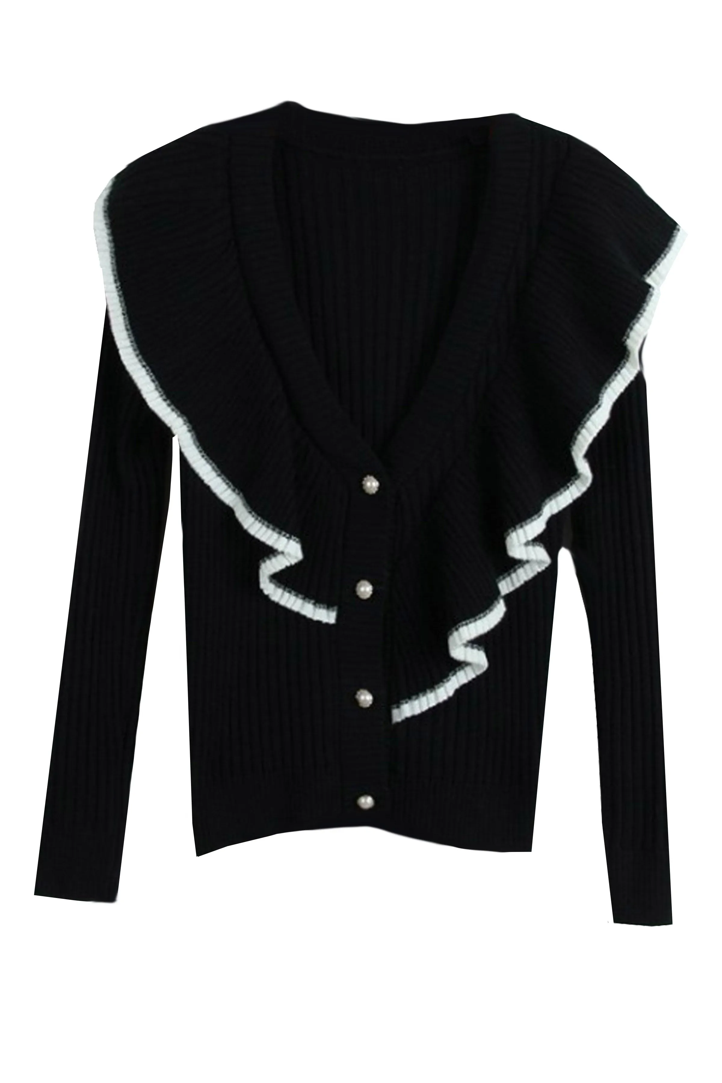 Women Ruffle Cardigan Sweater